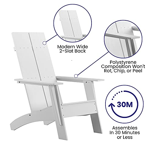 Taylor & Logan Brady Dual Slat Poly Resin Adirondack Chair Set of 4 White