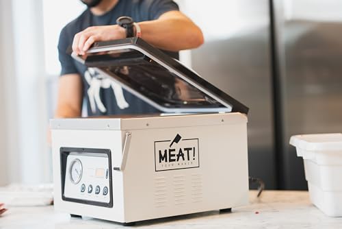MEAT! Your Maker. Chamber Vacuum Sealer with 12" Sealing Bar and Adjustable Seal Time White/Black
