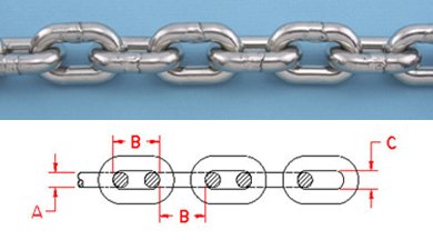 MarineNow Stainless Steel Anchor Chain 316 1/4" DIN 766 BBB 150 ft