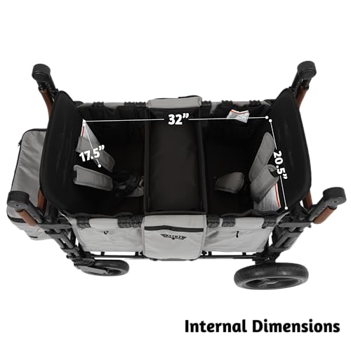 Keenz Luxury Comfort Stroller Wagon Foldable Double Seater Adjustable Canopy Gray