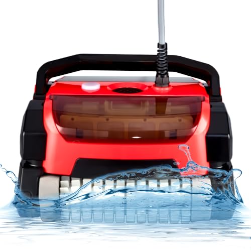 PioneerWorks Robotic Pool Vacuum Cleaner 130W Wall Climbing Red