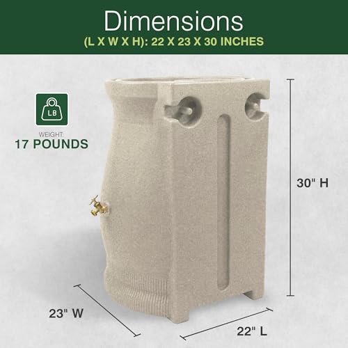 Good Ideas Rain Wizard 50 Gallon Rain Barrel with Planter Space and 2 Brass Spigots Sandstone (4 Pack)