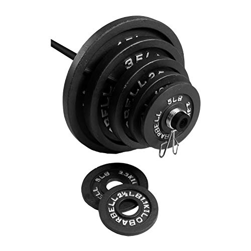 CAP Barbell 300 LB Cast Iron Olympic Weight Set with 7’ Olympic Bar Black