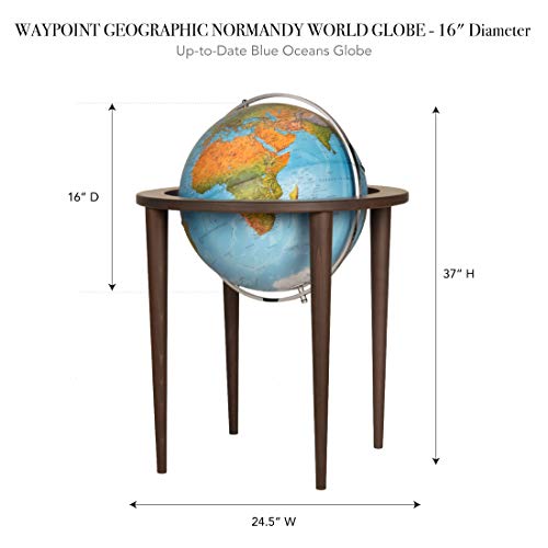 Waypoint Geographic Normandy Globe 16” Decorative Floor Globe Blue
