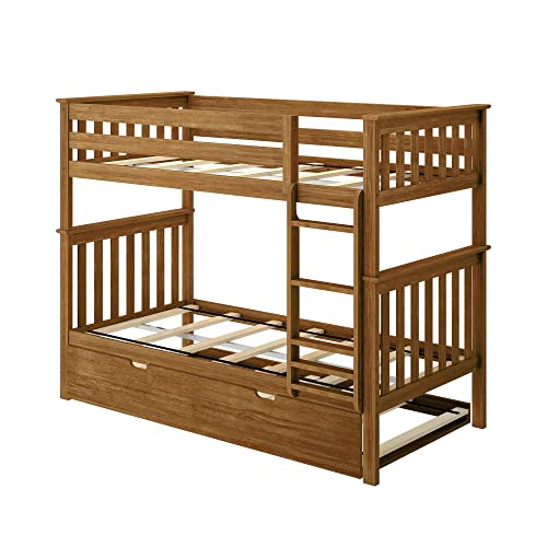 Max & Lily Twin-Over-Twin Bunk Bed with Trundle Pecan