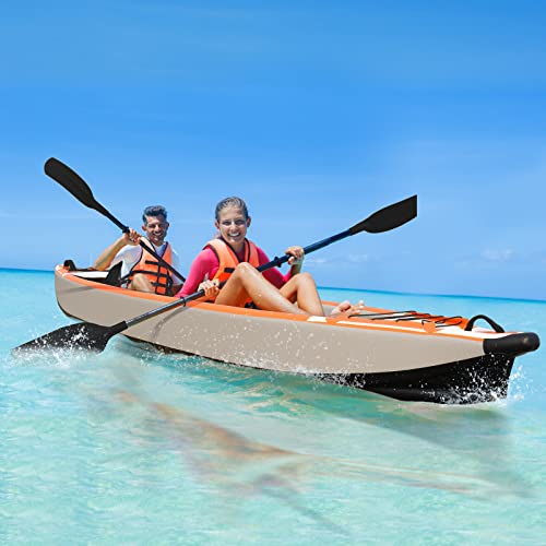 Bonnlo Inflatable Foldable Kayak with Seats and Pump Gray/Orange
