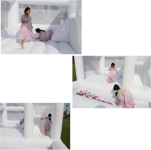 Okayego 15x15FT White Bounce House Castle with Slide & Ball Pit