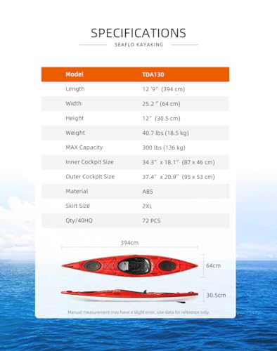 SEAFLO Premium Sit-in Recreational Day Touring Sea Kayak TDA130 Yellow/White