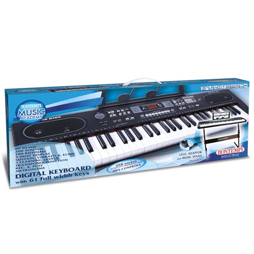 Bontempi Full Size Keyboard with Legs & USB Connection Multi-Color