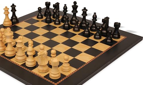 The Chess Store French Lardy Staunton Chess Set with Queen's Gambit Board - 3.75" King