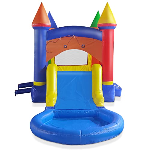 Cloud 9 Castle Inflatable Combo Bounce House with Water Slide Multicolor
