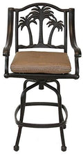 Patio Land Palm Tree Outdoor Patio Set 8pc Swivel Barstools Dark Bronze