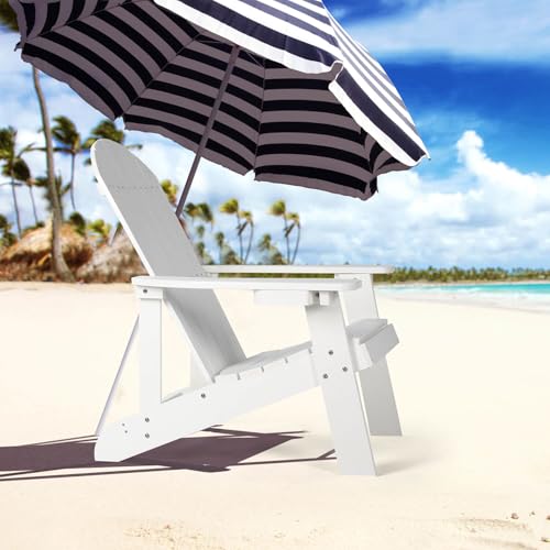hOmeQomi Adirondack Chairs Set of 4 All Weather Resistant Plastic Outdoor Chairs with Cup Holder White