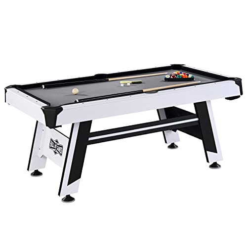 Hall of Games Arcade Drop Pocket Table with Pool Ball and Cue Stick Set White/Black
