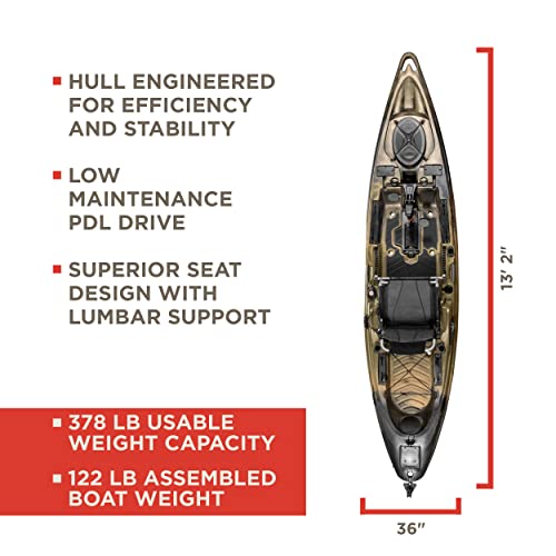 Old Town Sportsman BigWater PDL 132 Pedal Fishing Kayak Marsh Camo
