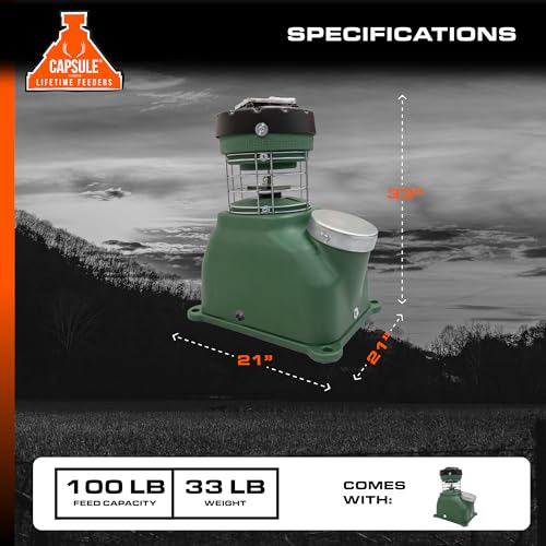 Capsule Game Feeders 100LB Capacity 360-Degree Broadcast Game Feeder Green