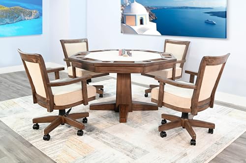 Empire USA Blaze Poker & Dining Table Set with 6 Game Chairs Alpine Grey Smokehouse