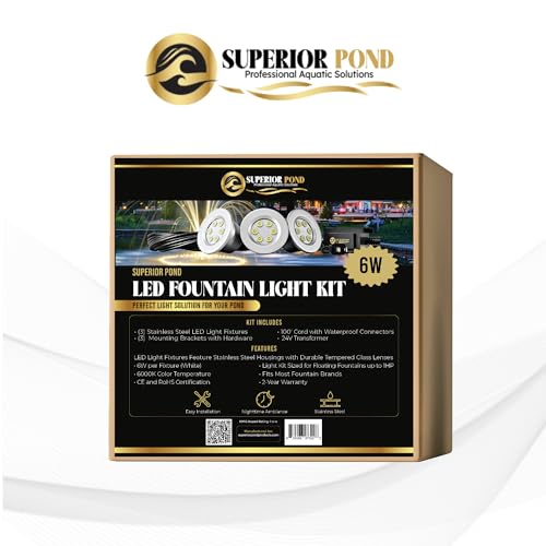 SUPERIOR POND Fountain Light Kit 3X LED 6-Watt with 100 Foot Cord