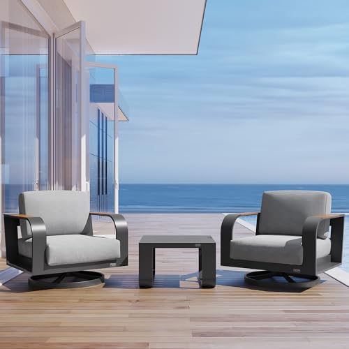 EAST OAK Signature 3-Piece Aluminum Patio Furniture Set Dark Grey