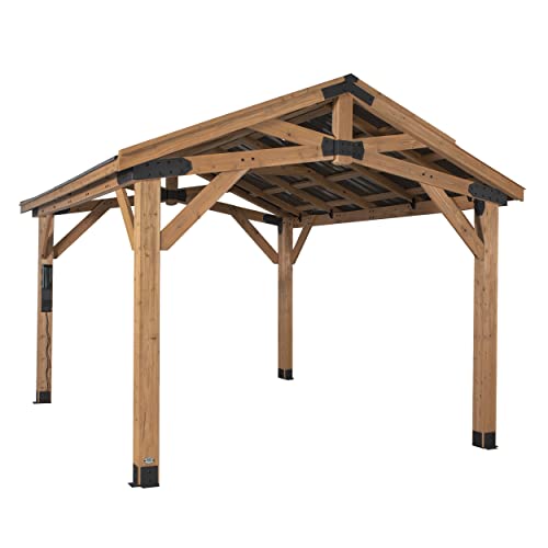 Backyard Discovery Norwood 14' x 12' Cedar Wood Outdoor Gazebo Pavilion Light Brown