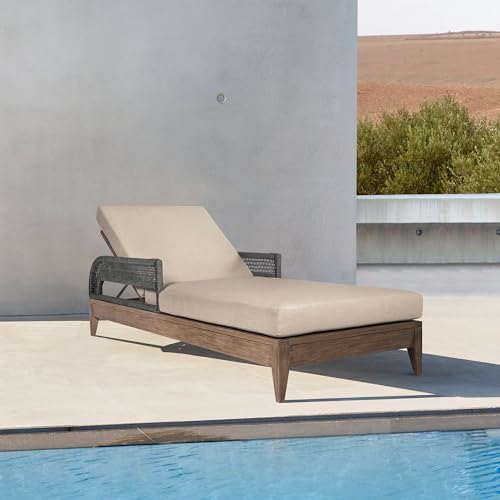 Armen Living Orbit Modern Outdoor Patio Chaise Lounge Chair Taupe