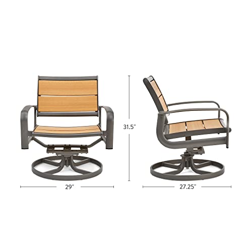 Winston Harper Swivel Rocker Lounge Chair Natural FSC Teak