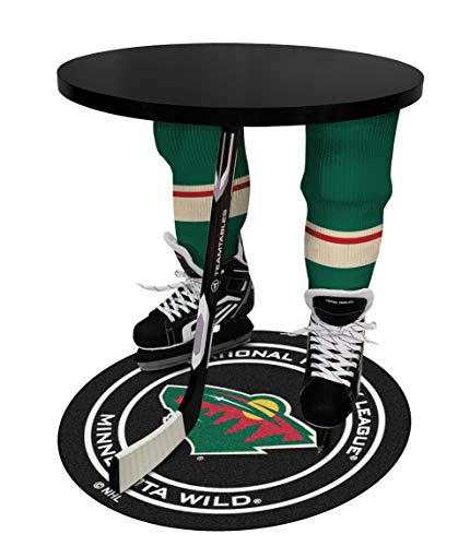 Team Tables Minnesota Hockey Table Black Table Top with Minnesota Puck Mat