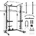 GOCAPTAIN Fitness Squat Rack Power Cage Black+White