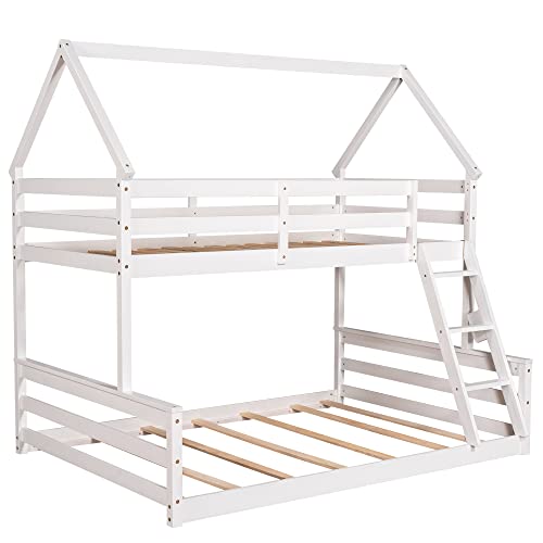 Brisca Twin Over Full Bunk Bed with Built-in Ladder White