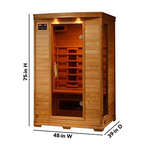 Blue Wave HeatWave BSA2406 2-Person Deluxe Ceramic Infrared Sauna, 1-2, Hemlock