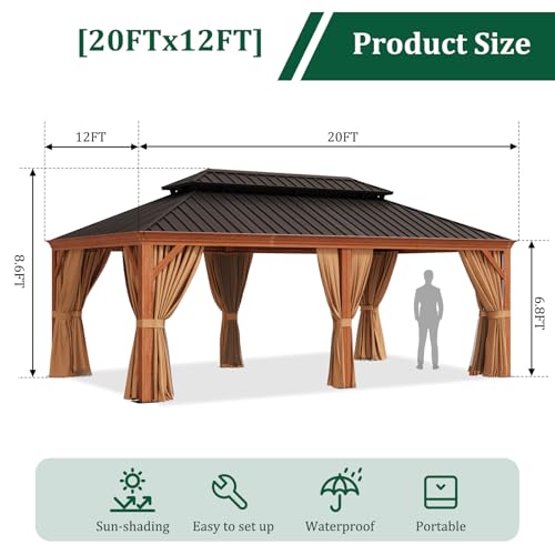 Sonegra 12' x 20' Hardtop Gazebo Brown