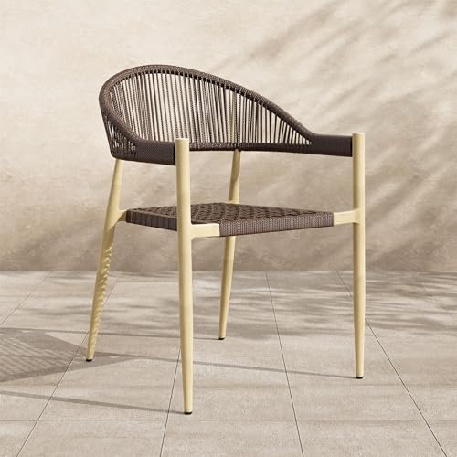 Furniture of America Clark Aluminum Patio Dining Chair Set of 4 Natural