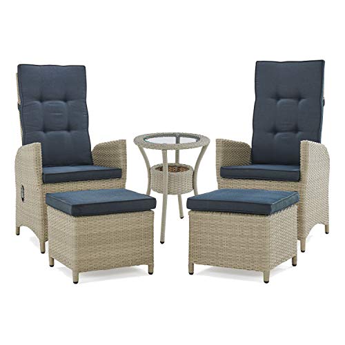Alaterre Furniture Haven All-Weather Wicker Outdoor Recliners Set with Ottomans and Accent Table
