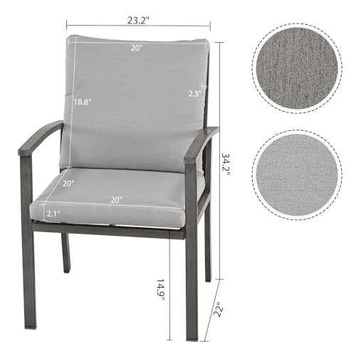 6-Piece Outdoor Patio Dining Chairs with Cushions Grey