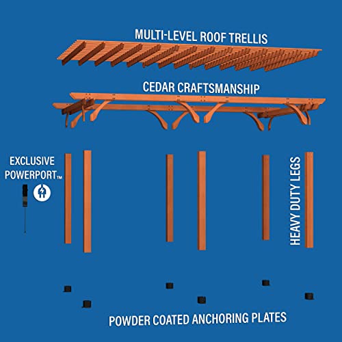 Backyard Discovery Beaumont 20' x 12' Cedar Wood Pergola Kit Light Brown