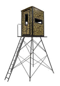 MUDDY Gunner Box Blind with Deluxe 10' Tower, Steel Wall Construction, Cracked Mud Camo Multi