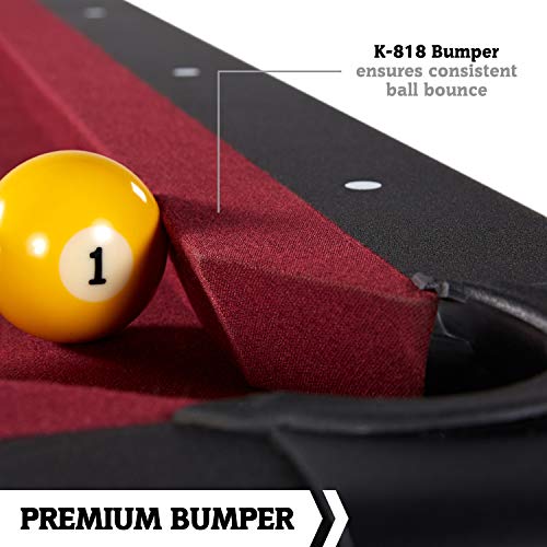 Hall of Games 7' Edgewood Drop Pocket Table with Pool Ball and Cue Stick Set Brown