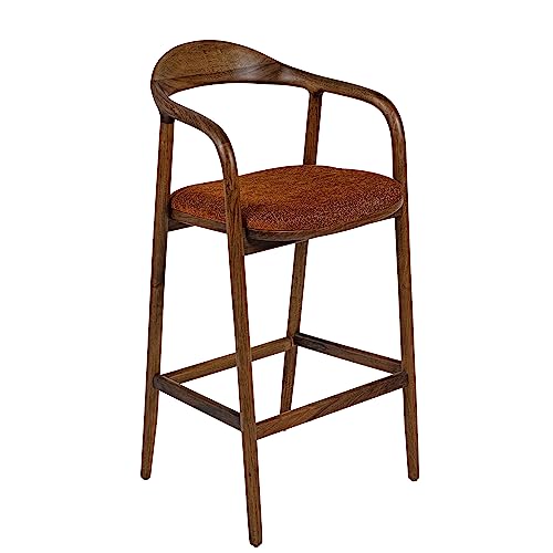 Angora Mid Century Modern Rain Bar Chair 100% Real Black Walnut Natural Wood