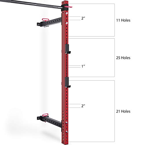 CUAUC Wall Mounted Folding Squat Rack Red