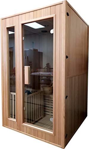 MCP Sauna Canadian Hemlock Wood Traditional Swedish Indoor Sauna Spa 48" 1-2 Person 6KW Heater