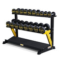 ToughFit 450LBS Dumbbell Set with 3-Tier Rack - PEV Coated Iron Handle - Black & Yellow