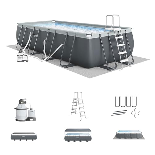 Intex Ultra XTR Deluxe Rectangular Above Ground Pool Set Gray