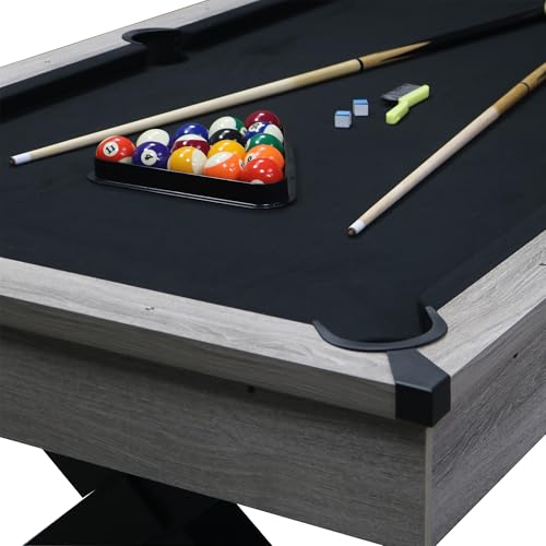 AiAigpt 84 Inch Pool Table Set with Billiard Accessories Rustic Grey