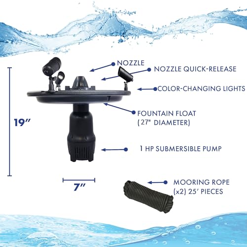 HALF OFF PONDS VXF Aerating Pond & Lake Fountain - 1 HP Pump | 3 Display Patterns | Color Changing Lights