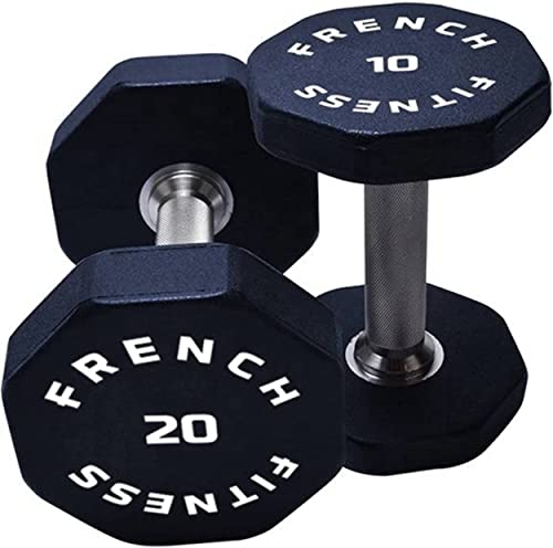 French Fitness Urethane 8-Sided Hex Dumbbell Set 5-60 lbs