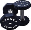 French Fitness Urethane 8 Sided Hex Dumbbell Set (5-50 lbs)