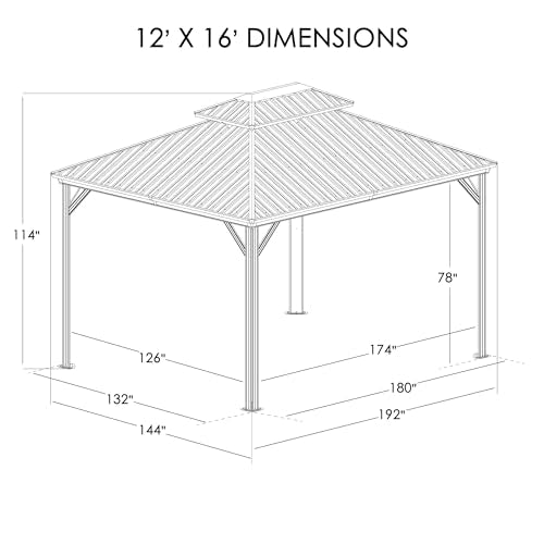 Kozyard Caesar 12'x16' Hardtop Gazebo with Netting and Curtains Brown