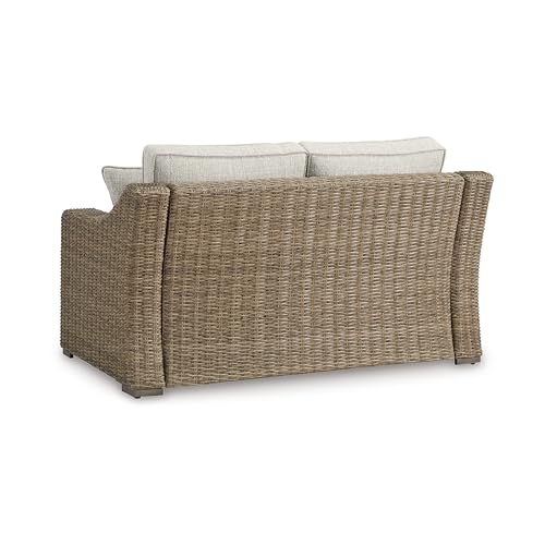Signature Design by Ashley Beachcroft Outdoor Loveseat with Cushions Dark Brown & Beige