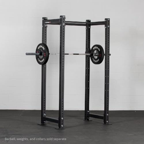 Titan Fitness X-3 Series Tall Bolt-Down Power Rack with Weight Holders 24-in Depth Black