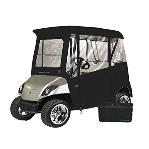 Greenline Eevelle USA Golf Cart Enclosure 2 Passenger Golf Car Cover Heavy Duty, 300D Waterproof DS - Jet Black